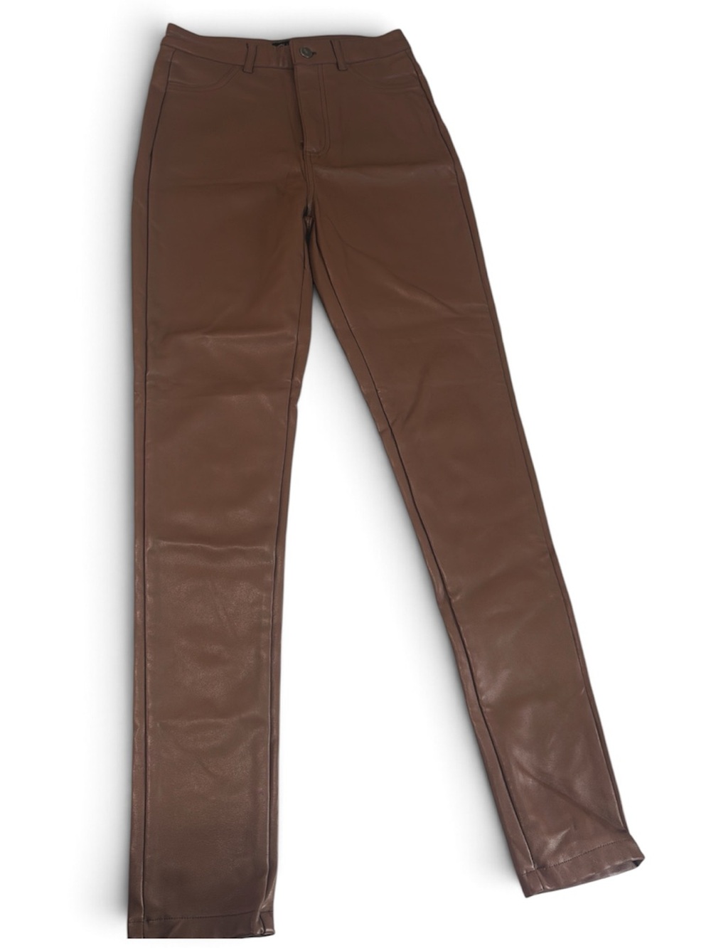 Brown Leather Skinny Jeans